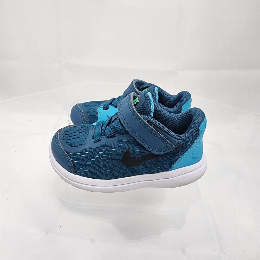Nike Flex 2017 RN 904239-400 Baby/Toddler 5C Teal Mesh Sneakers Used